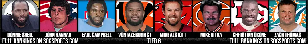 Hardest Hitters in NFL History – Tier 6 with Donnie Shell, John Hannah, Earl Campbell, Vontaze Burfict, Mike Alstott, Mike Ditka, Christian Okoye, Zach Thomas
