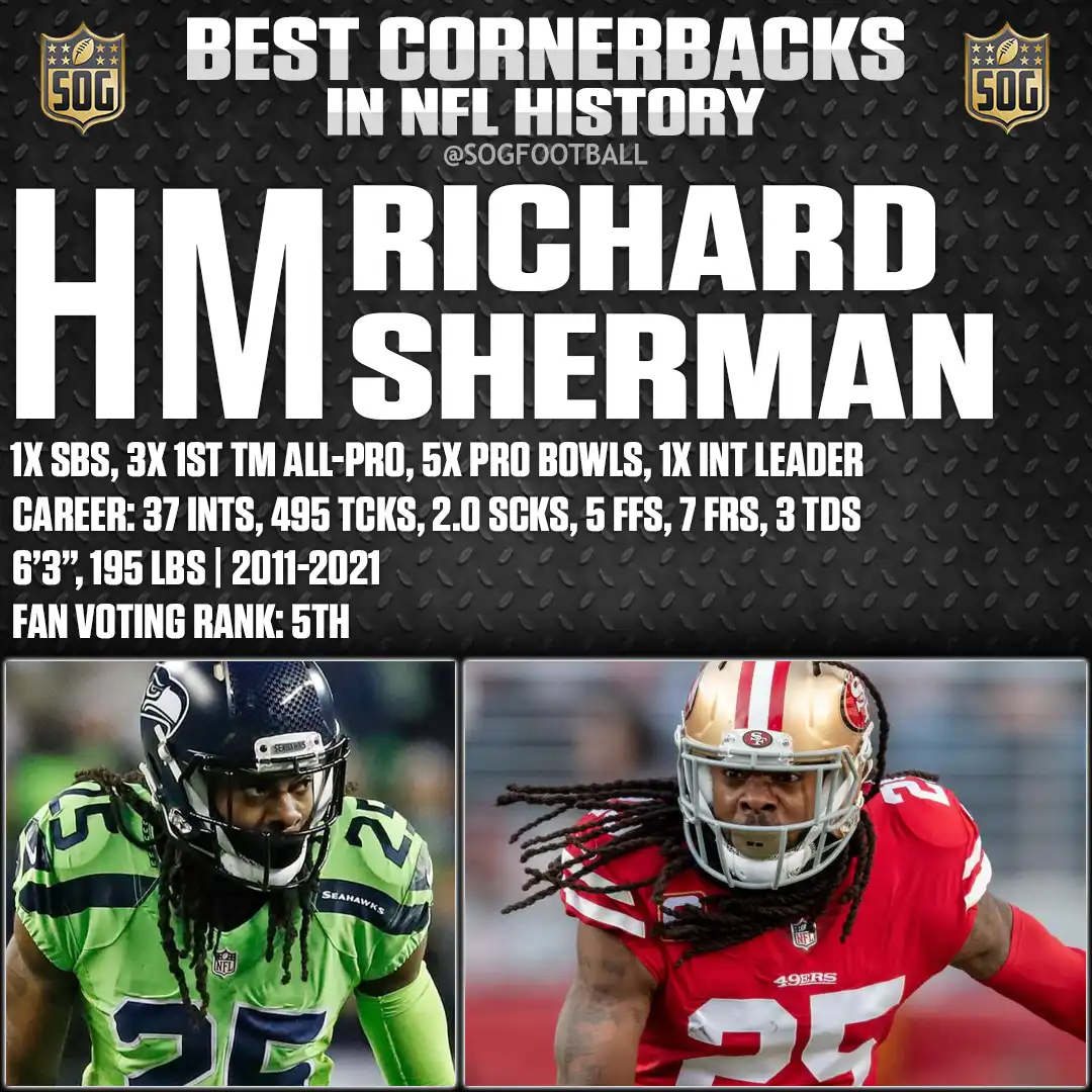 Top 10 Best Cornerbacks in NFL History – Honorable Mention Richard Sherman, Seattle Seahawks & San Francisco 49ers