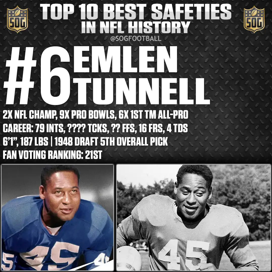 #6 Emlen Tunnell – Best Safeties in NFL History
