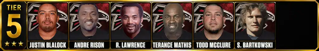 Tier 4 best ATier 5 best Atlanta Falcons of all-time featuring Justin Blalock, Andre Rison, R. Lawrence, Terance Mathis, Todd McClure, and S. Bartkowski tlanta Falcons of all-time featuring Bijan Robinson, Alex Mack, Keith Brooking, Tony Gonzalez, William Andrews, and Warrick Dunn