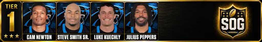 Tier 1 best Carolina Panthers players of all-time featuring Cam Newton, Steve Smith Sr., Luke Kuechly, and Julius Peppers