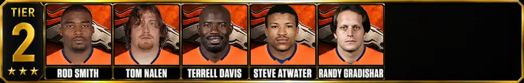 Tier 2 best Denver Broncos of all-time featuring Rod Smith, Tom Nalen, Terrell Davis, Steve Atwater, and Randy Gradishar