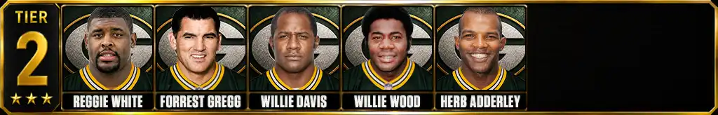Tier 2 best Green Bay Packers Players of all-time featuring Reggie White, Forrest Gregg, Willie Davis, Willie Wood, and Herb Adderley