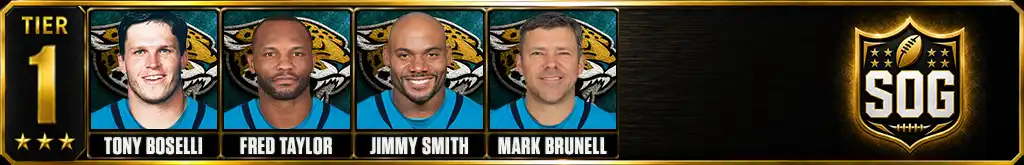 Tier 1 best Jacksonville Jaguars Players of all-time featuring Tony Boselli, Fred Taylor, Jimmy Smith, and Mark Brunell