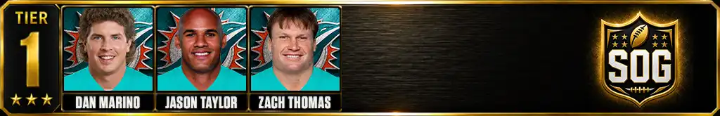 Tier 1 best Miami Dolphins of all-time featuring Dan Marino, Jason Taylor, and Zach Thomas