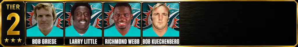Tier 2 best Miami Dolphins of all-time featuring Bob Griese, Larry Little, Richmond Webb, and Bob Kuechenberg