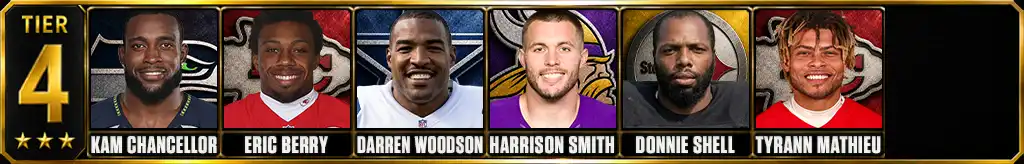 Tier 4 best safeties of all-time featuring Kam Chancellor, Eric Berry, Darren Woodson, Harrison Smith, Donnie Shell, Tyrann Mathieu