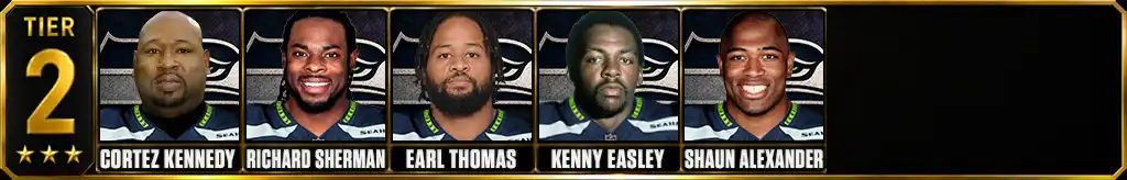 Tier 2 best Seattle Seahawks of all-time featuring Cortez Kennedy, Richard Sherman, Earl Thomas, Kenny Easley, and Shaun Alexander