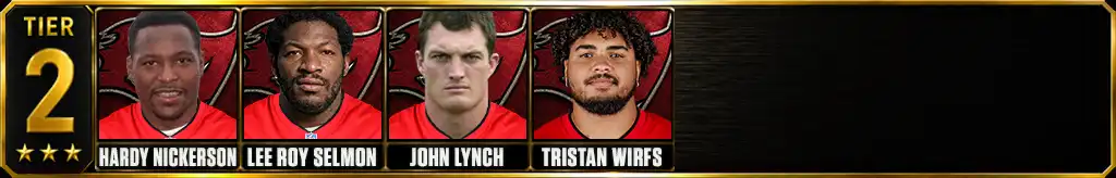 Tier 2 best Tampa Bay Buccaneers of all-time featuring Hardy Nickerson, Lee Roy Selmon, John Lynch, and Tristan Wirfs