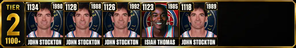 NBA most assists in a single season Tier 2 graphic featuring John Stockton and Isiah Thomas