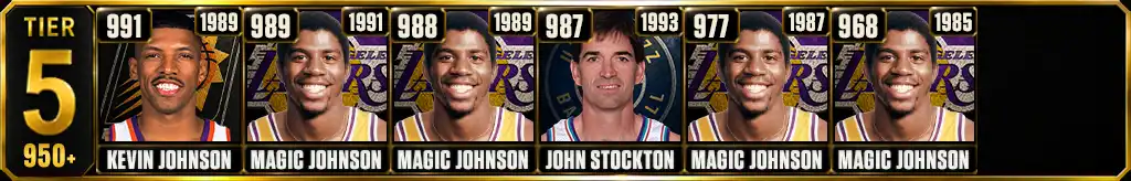 NBA most assists in a single season Tier 5 graphic featuring Kevin Johnson, Magic Johnson and John Stockton