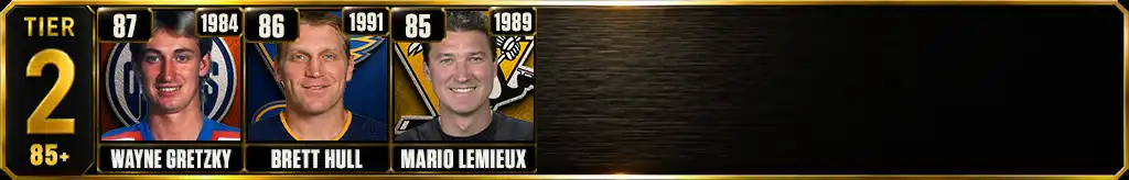 Tier 2 Most Goals Scored in a Single NHL Season featuring Wayne Gretzky, Brett Hull, and Mario Lemieux