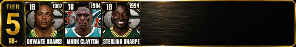Tier 5 Most Receiving Touchdowns in a Single NFL Season featuring Davante Adams, Mark Clayton, and Sterling Sharpe