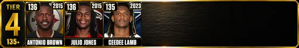 Tier 4 most receptions in a single season featuring Antonio Brown, Julio Jones and CeeDee Lamb