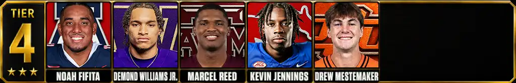 2026 college football quarterback rankings Tier 4 featuring Noah Fifita, Demond Williams Jr., Marcel Reed, Kevin Jennings and Drew Mestemaker