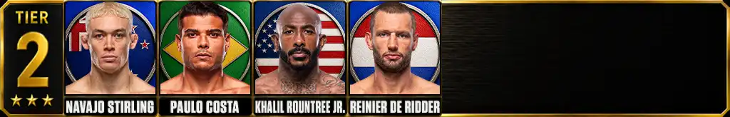 UFC light heavyweight rankings Tier 2 with Navajo Stirling, Paulo Costa, Khalil Rountree Jr. and Reinier de Ridder