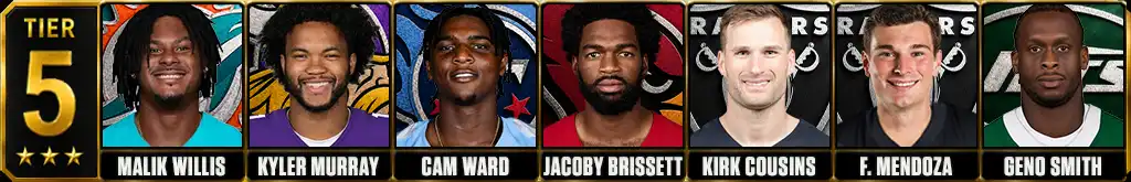 Best quarterbacks in the NFL today 2026 Tier 5 graphic
