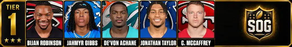 Best running backs in the NFL today 2026 Tier 1 graphic