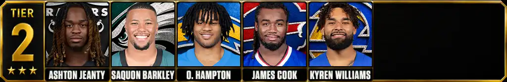 Best running backs in the NFL today 2026 Tier 2 graphic.