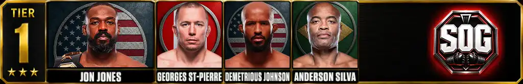 Best UFC fighters of all-time Tier 1 featuring Jon Jones, Georges St-Pierre, Demetrious Johnson and Anderson Silva