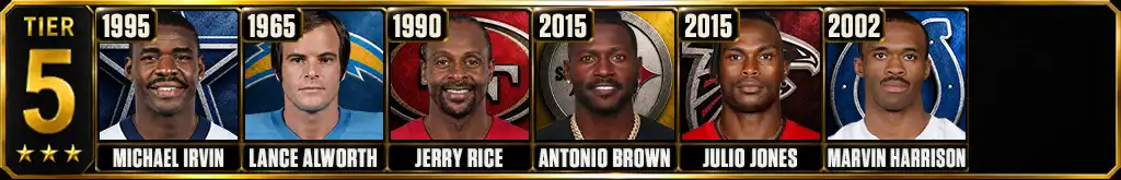 Best wide receiver seasons in NFL history Tier 5 graphic
