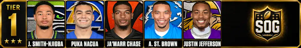 Best wide receivers in the NFL today 2026 Tier 1 graphic