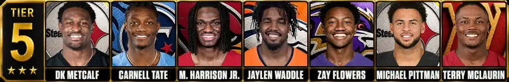 Best wide receivers in the NFL today 2026 Tier 5 graphic