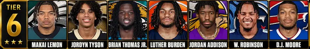 Best wide receivers in the NFL today 2026 Tier 6 graphic