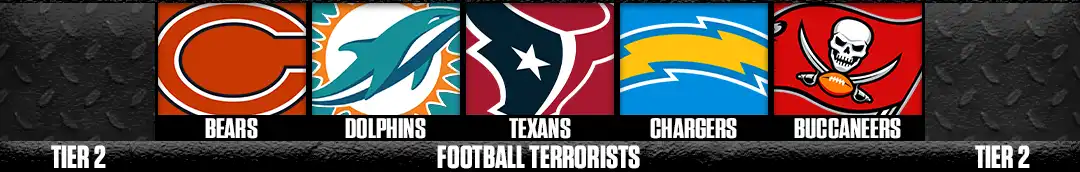 Tier 2 NFL Week 2 performance rankings featuring the Bears, Dolphins, Texans, Chargers and Buccaneers