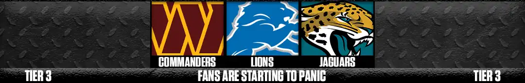 Tier 3 NFL Week 2 performance rankings featuring the Commanders, Lions and Jaguars