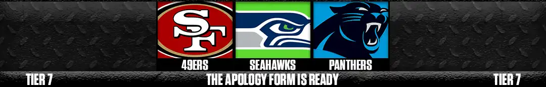 Tier 7 NFL Week 2 performance rankings featuring the 49ers, Seahawks and Panthers